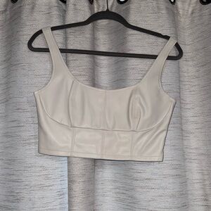 White Leather Crop Top